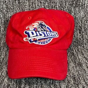 Vintage Detroit Pistons NBA Elevation Hat Red Horse Flaming Logo Strapback Cap